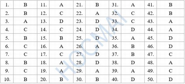 Đáp án đề thi tiếng Anh 
